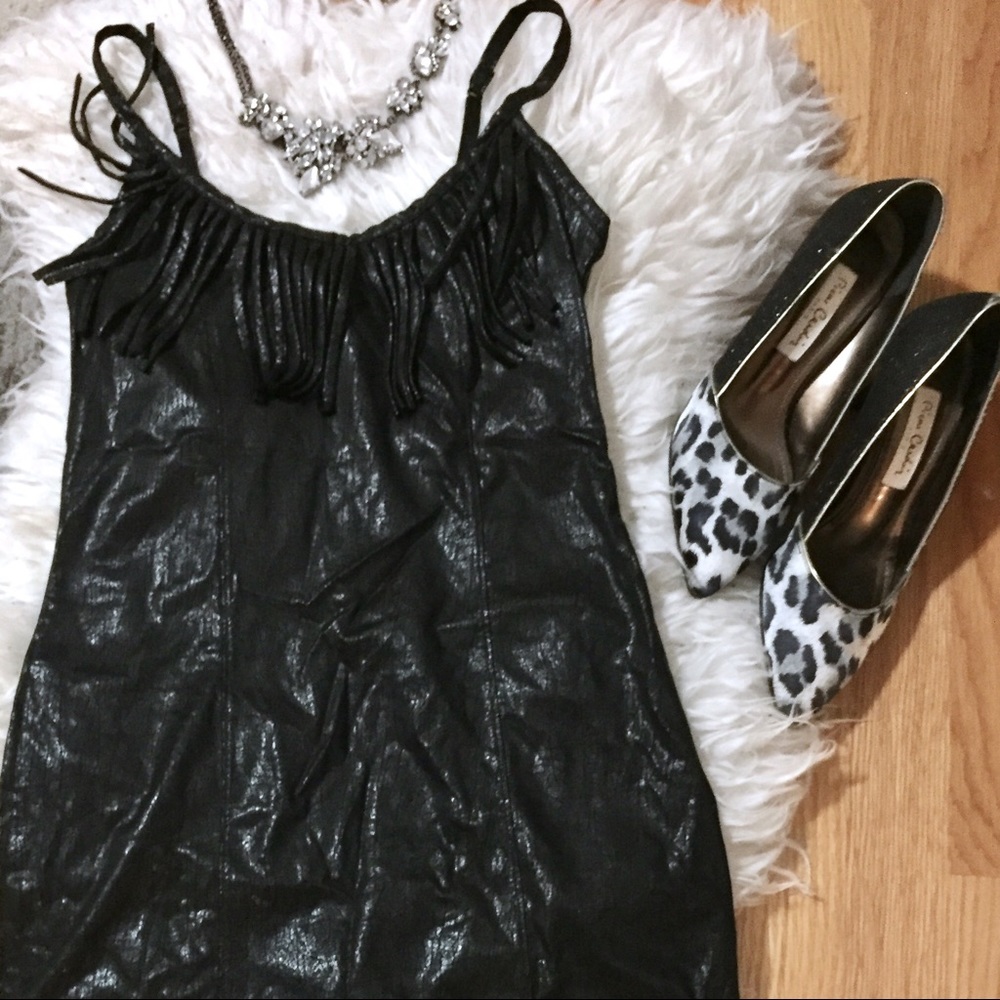 NWOT Express Black Faux Leather dress