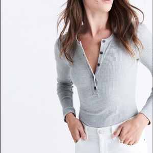 Madewell Demo Henley Bodysuit - Grey