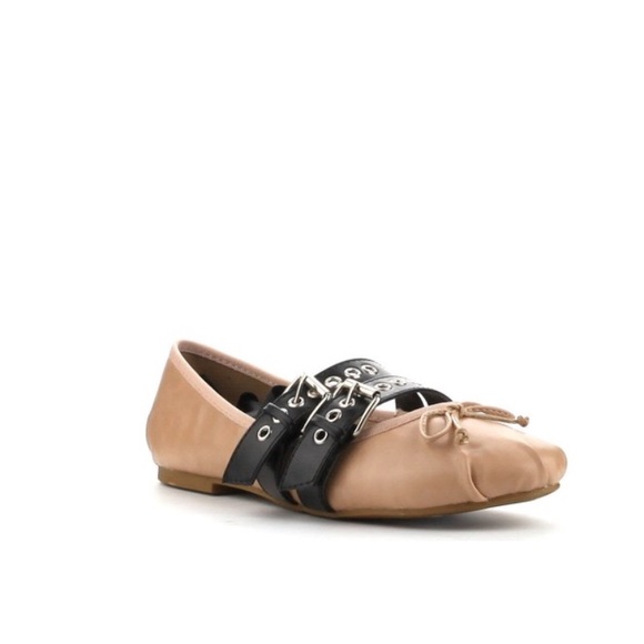 Last✨Juliet Nude Gingham Lace Up Ballet Flats - Picture 3 of 8