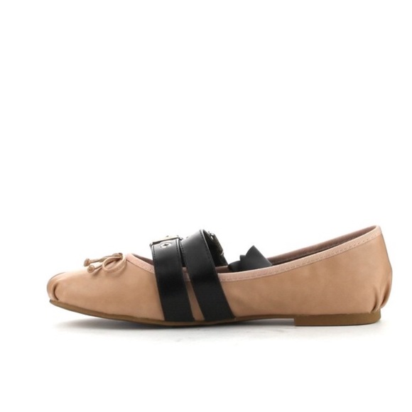 Last✨Juliet Nude Gingham Lace Up Ballet Flats - Picture 4 of 8