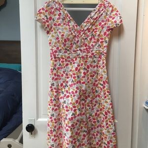 Boden pink yellow and grey dress