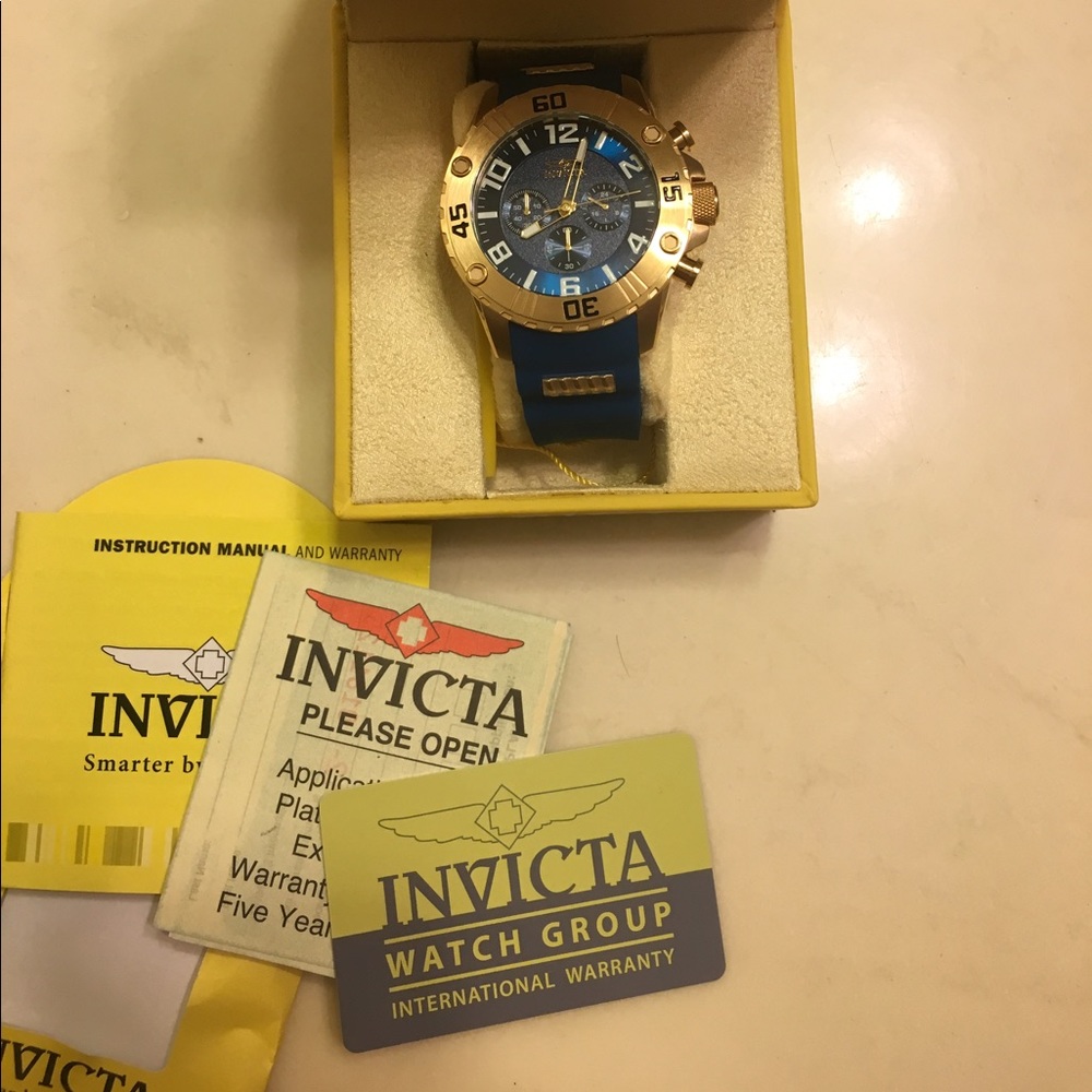SOLD!! Invicta Watch Blue & Gold