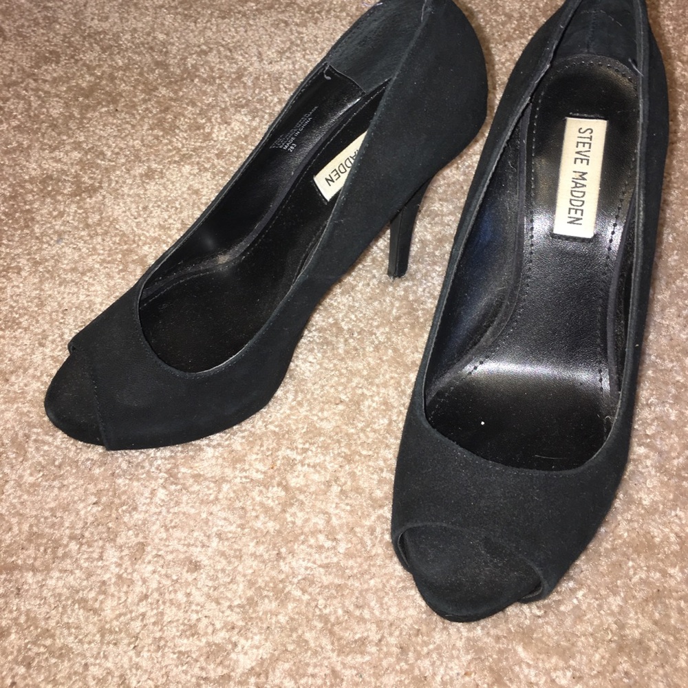 Black Steve Madden Peep Toe Heels