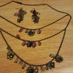 Long necklace and earrings set