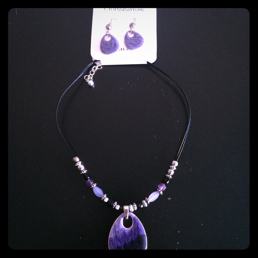 Purple Statement Necklace and Earring Combo