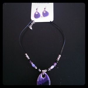 Purple Statement Necklace and Earring Combo