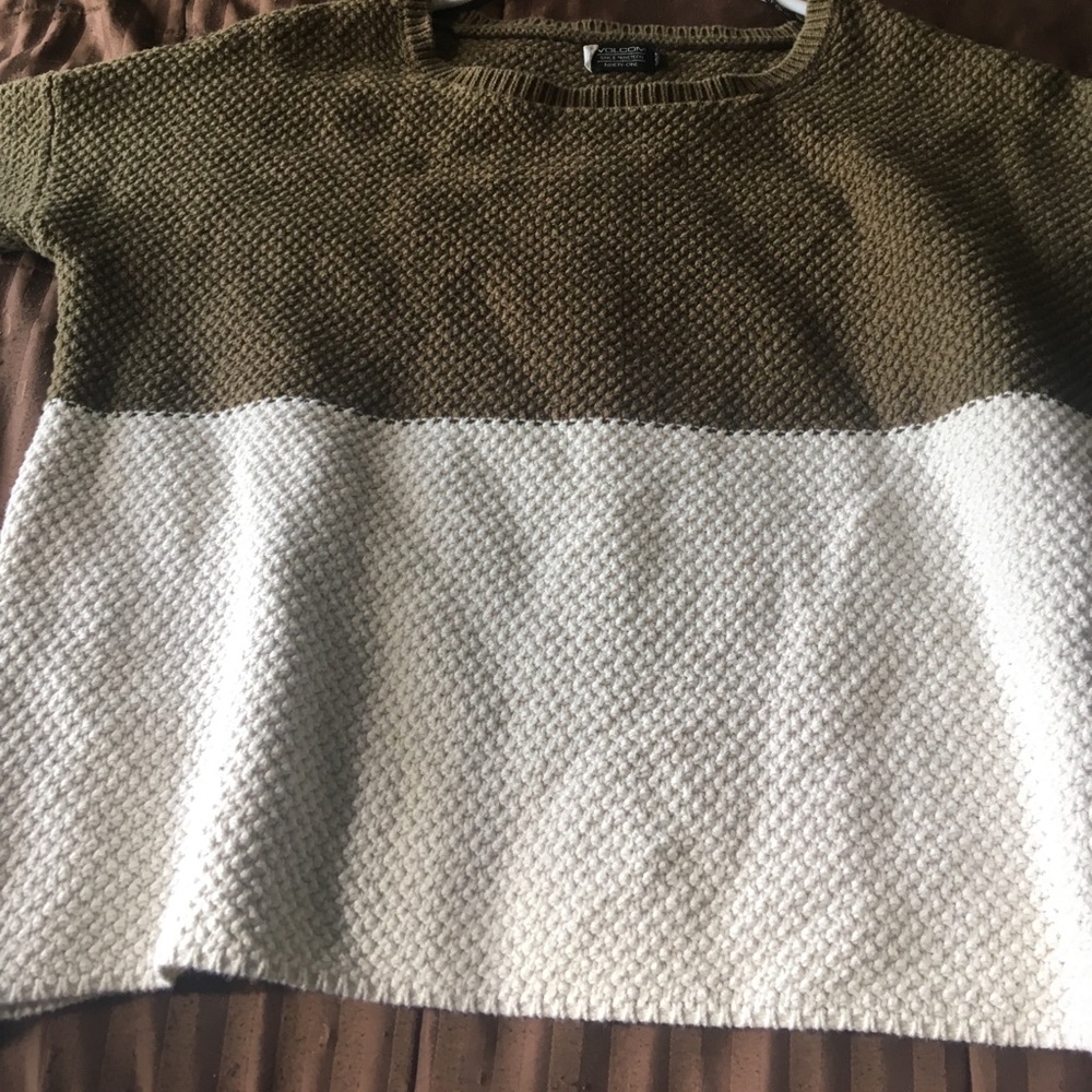 Volcom, Olive green/white crop top sweatshirt
