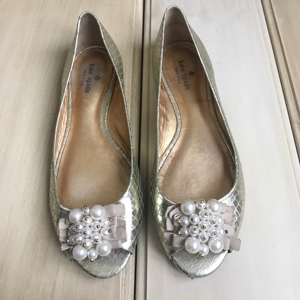 kate spade new york ollie snake-embossed flat