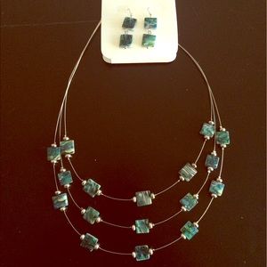 Three Tiered Turquoise Statement Necklace/Earring