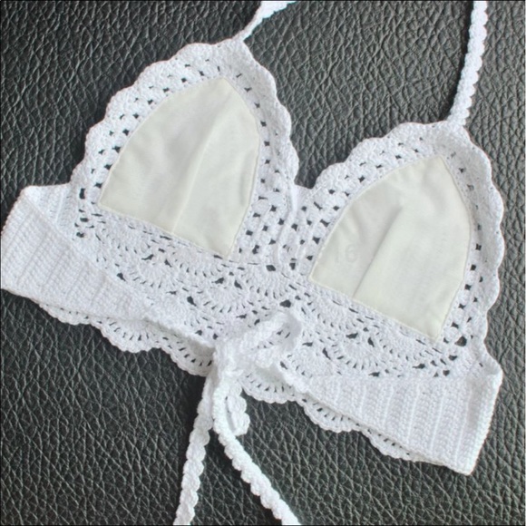 🔥 Festival crocheted boho chic halter crop top - Picture 4 of 5