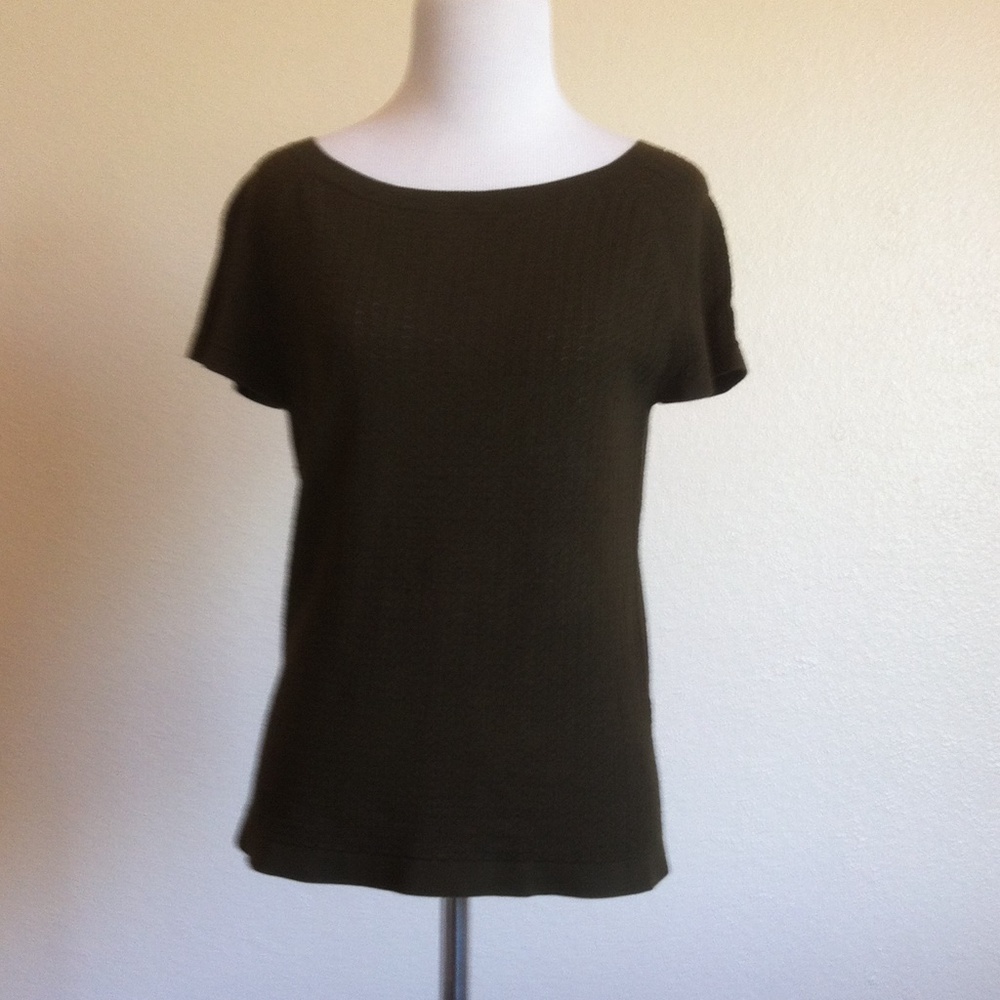 Talbots Boatneck Olive Short Sleeve Knit Top