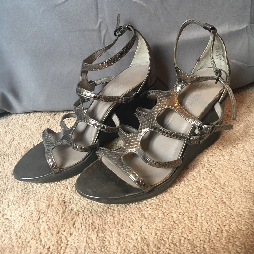 Kenneth Cole New York Strappy Pewter Wedges