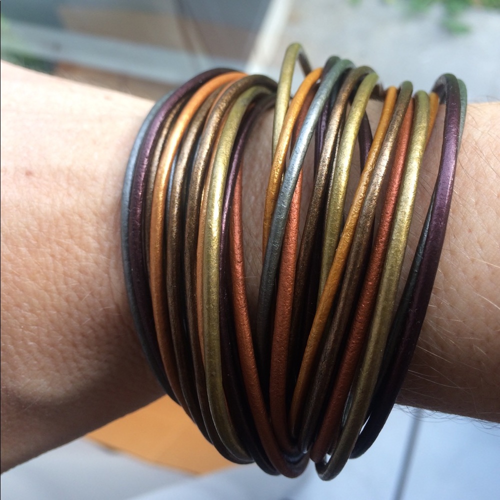 Bronze/Gold/tan metallic leather cord bracelets