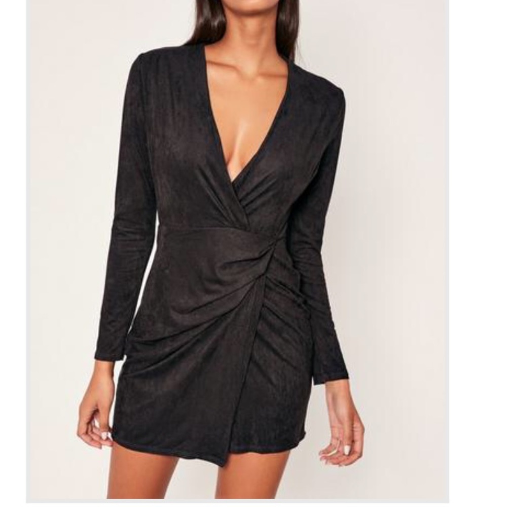 Missguided Suede Wrap Bodycon Dress Sz 4