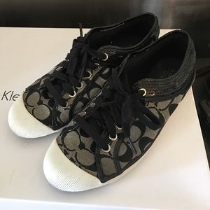 Coach black, grey and white print sneakers
