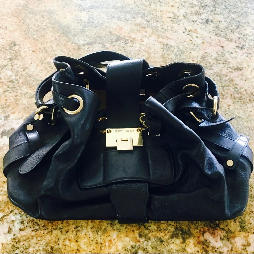 Jimmy Choo "Rasia" Shoulder Bag in Dark Blue