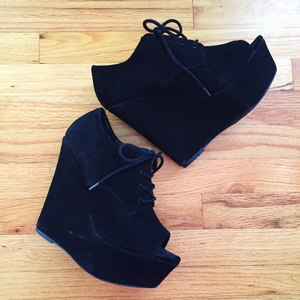 Steve Madden peep toe platform wedge oxford