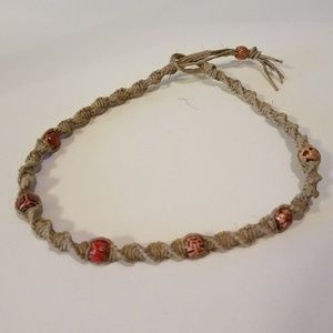 Natural Hemp Necklace w/ Wood Accents