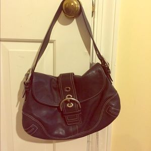 Black leather coach purse