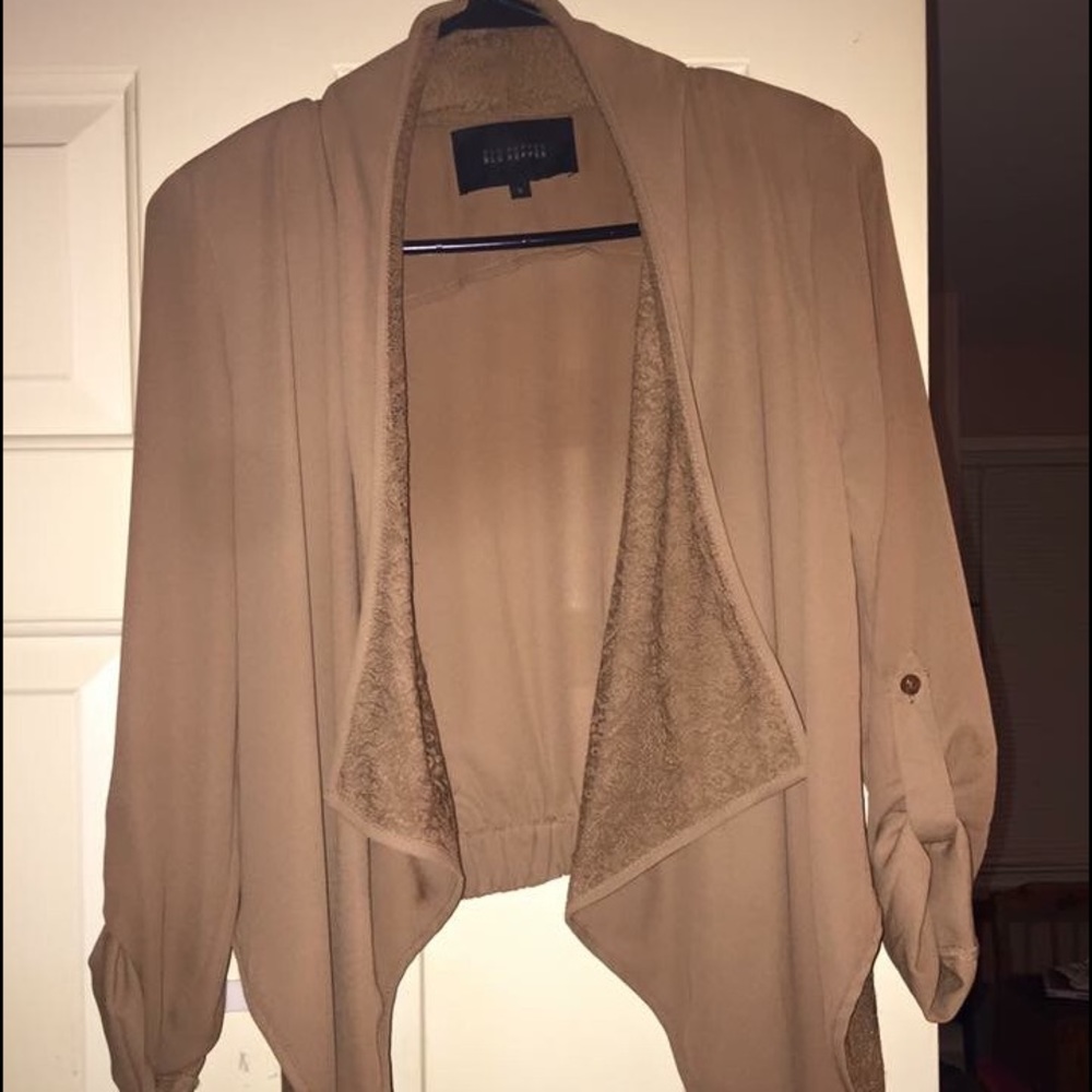 Blu Pepper high/low light jacket with lace detail