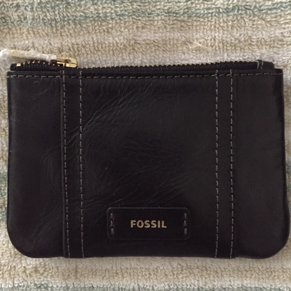Fossil Ellis Black Leather Coin Purse - NWT
