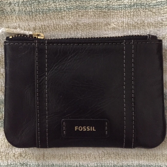 Fossil Ellis Black Leather Coin Purse - NWT - Picture 1 of 4