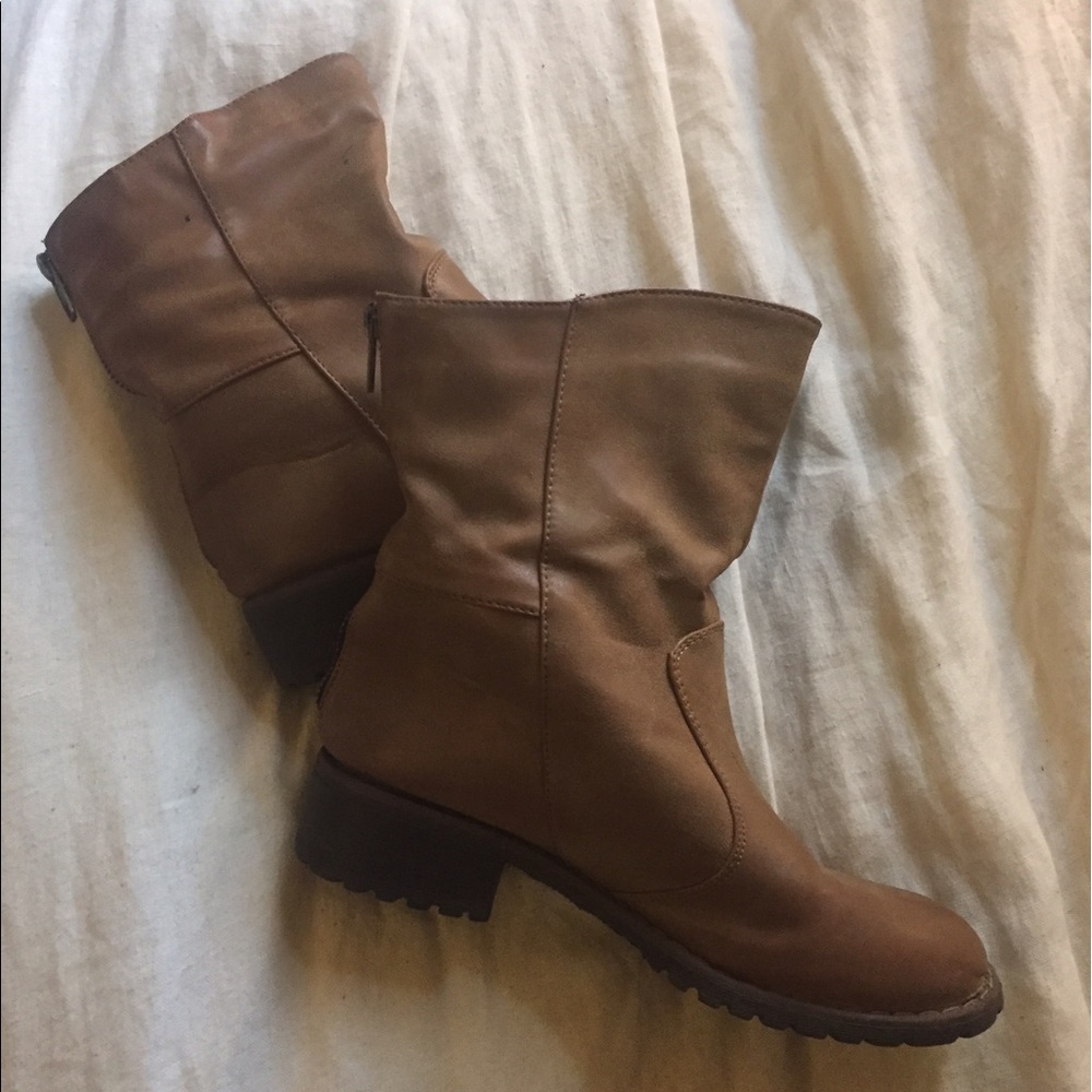 Light Brown vegan leather ankle boots