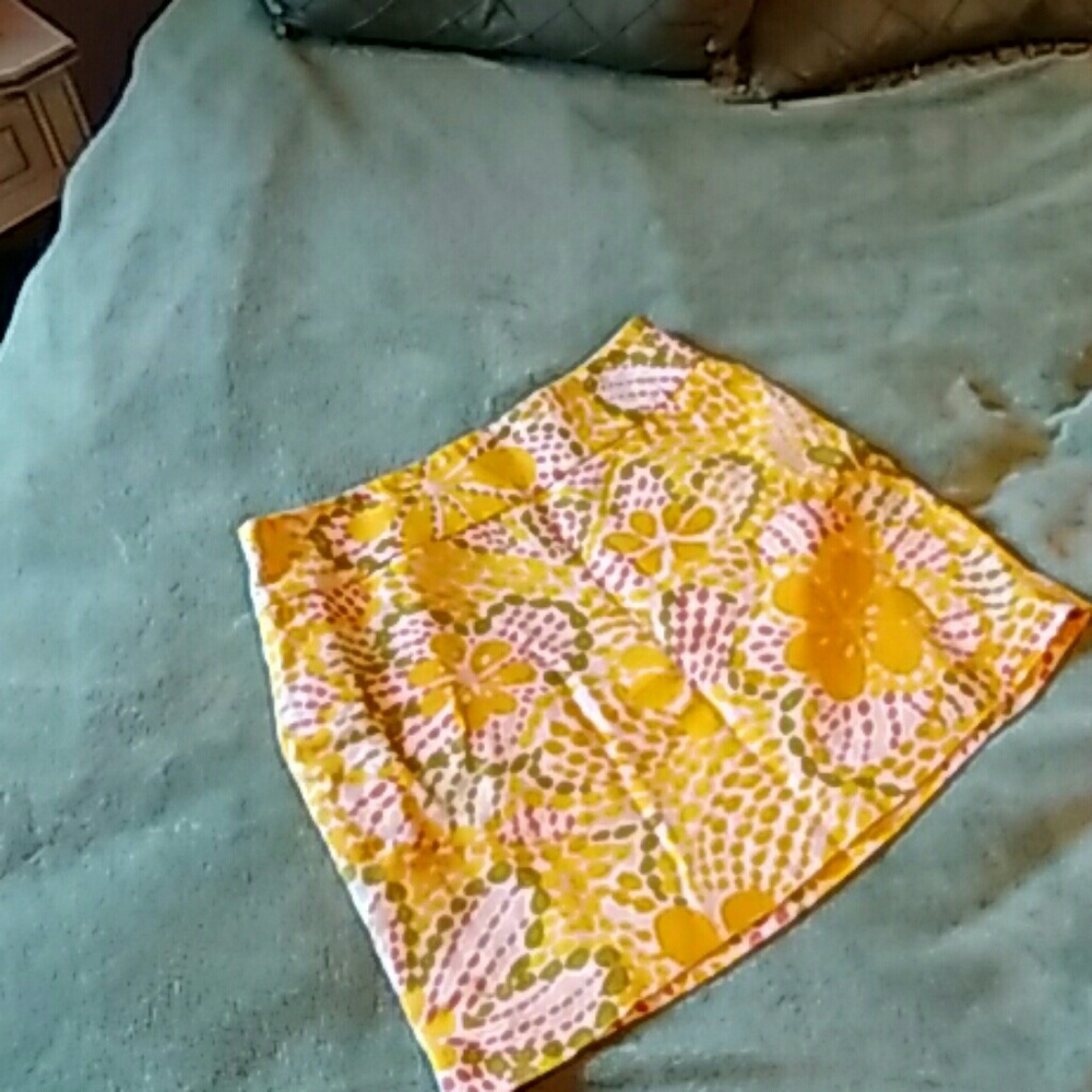 J crew linen mini bright yellow floral