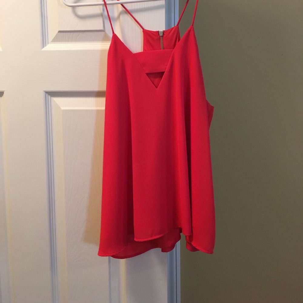 Express Red Tank Top with Small Triangle Cut Out