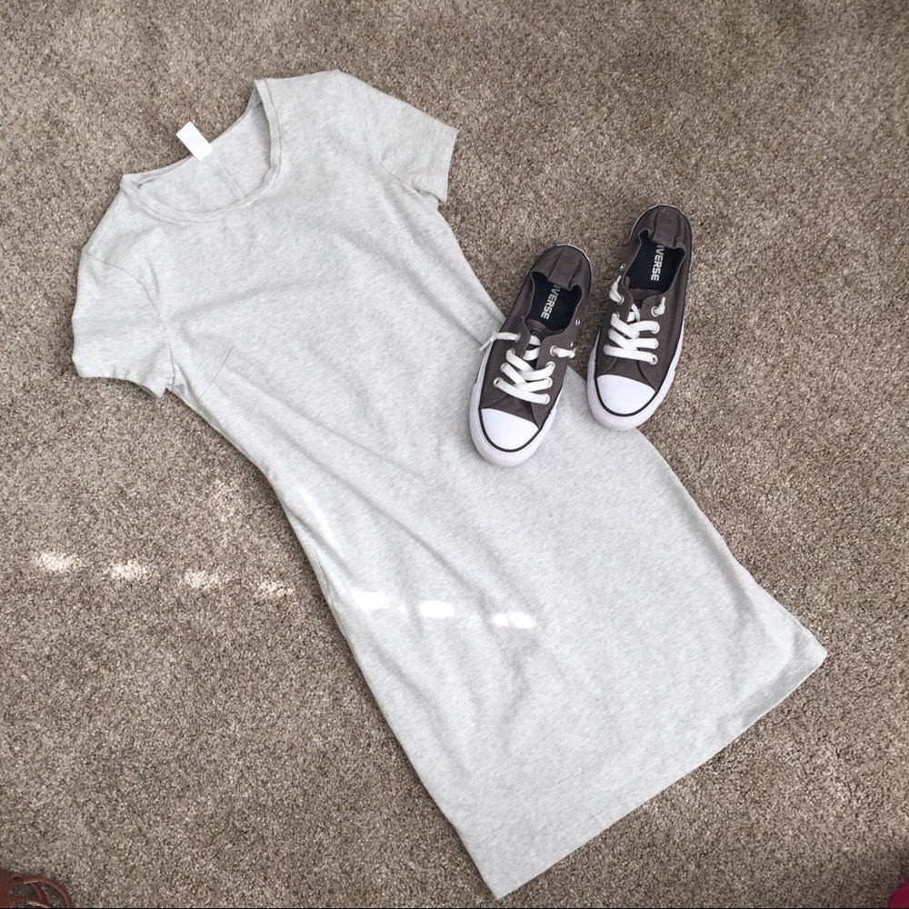 DONATING NEXT WEEK gray fitted t-shirt dress, NWOT