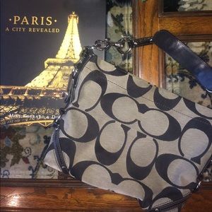 COACH Shoulder Bag Black & Grey w/ Leather Details