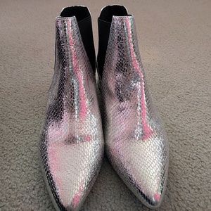 New. Never worn TOP SHOP silver crocodile boots!