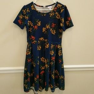 Lularoe Amelia Navy with flowers