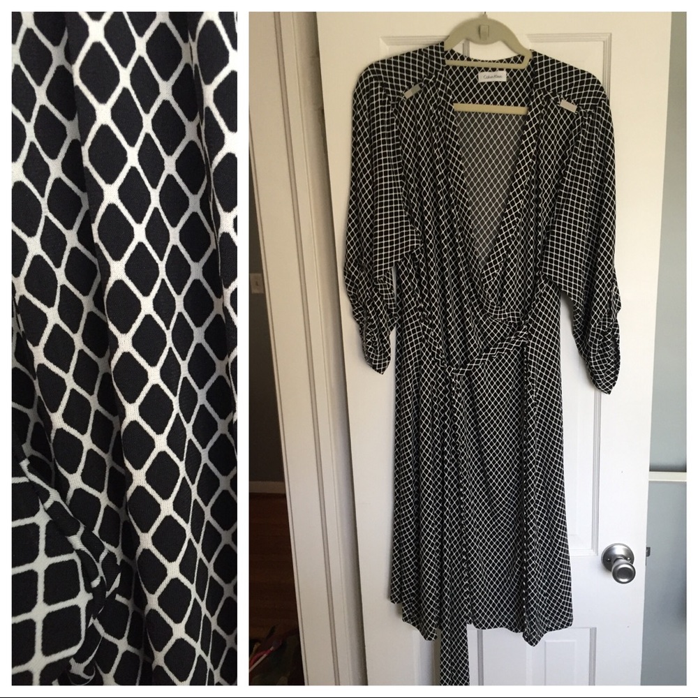 2xl Calvin Klein lattice design stretch wrap dress