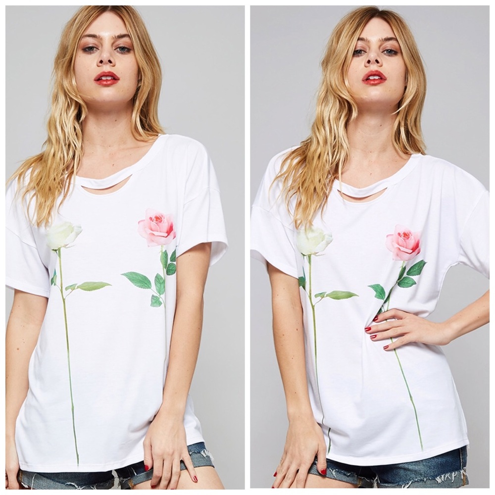 LAST 1! Rose š¹ print top with cut out detail! - Picture 2 of 4