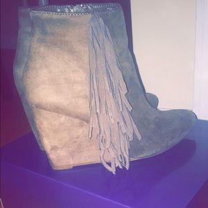 Madden Girl Grey Suede Ankle Boots
