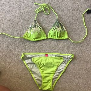 VS bright lime green/yellowish sequenced bikini