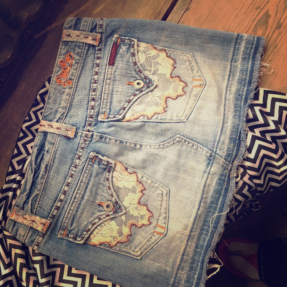 Miss Me Denim & Lace Skirt S