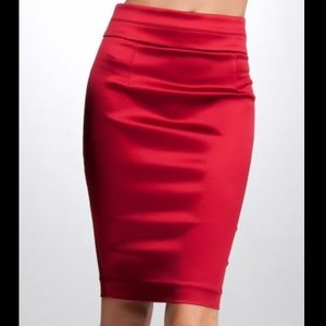 Bebe High Waist Stretch Heavy Satin Skirt