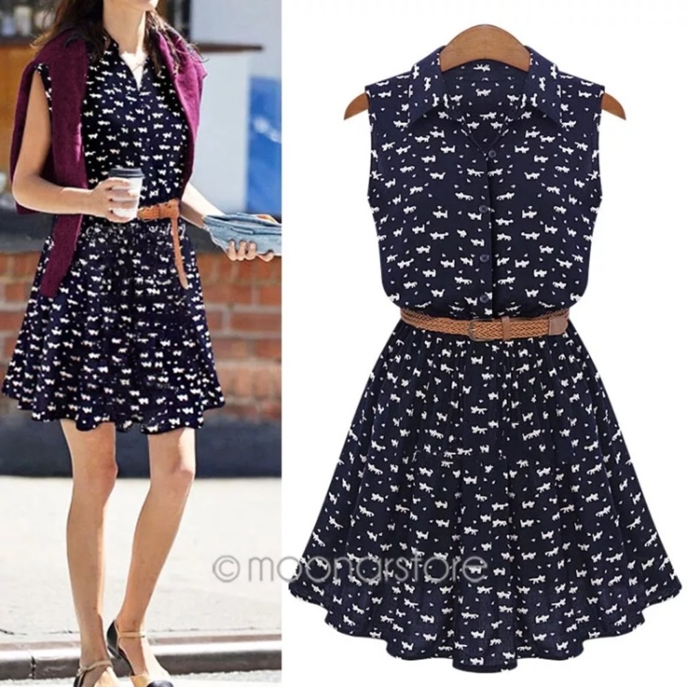 Plus size V Neck Sleeveless Belted Dress - Picture 4 of 4