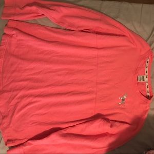 pinky-coral long sleeve jersey style top
