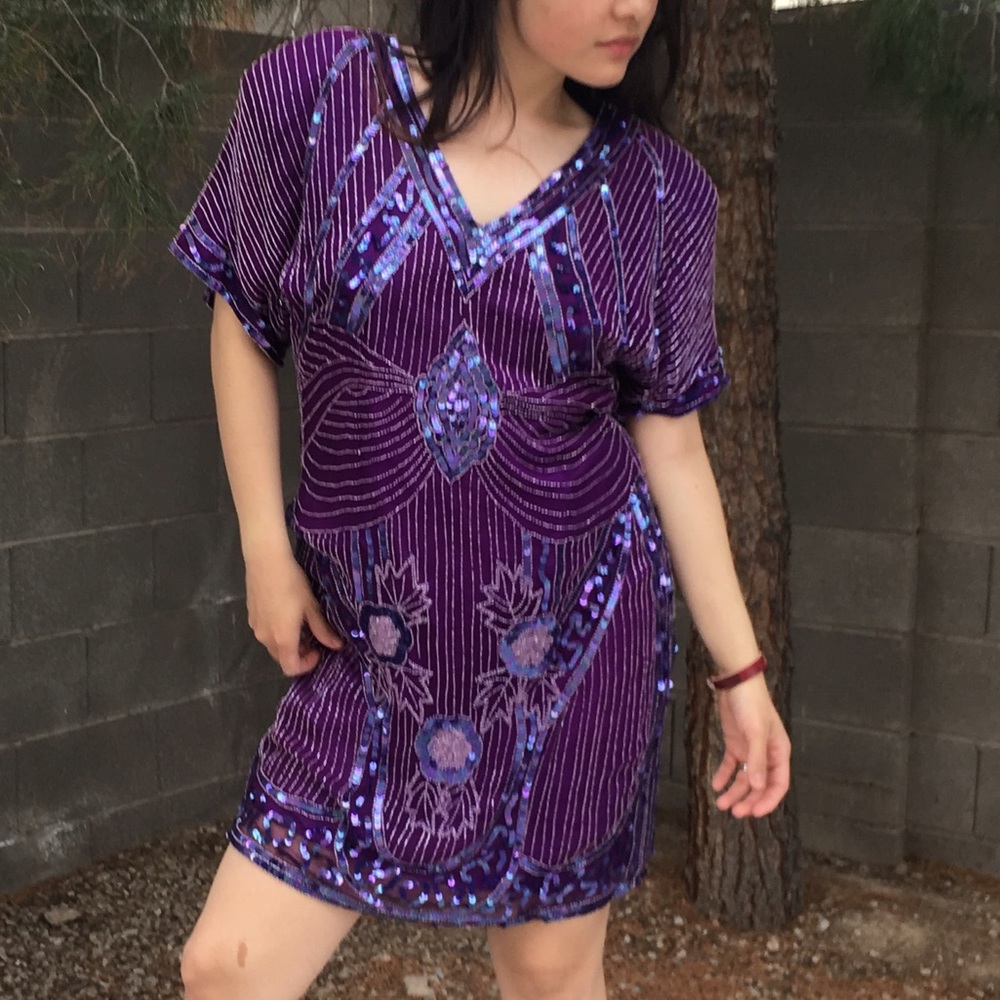 Vintage 80's Carina Sequin Beaded Dress