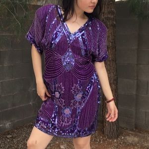 Vintage 80's Carina Sequin Beaded Dress