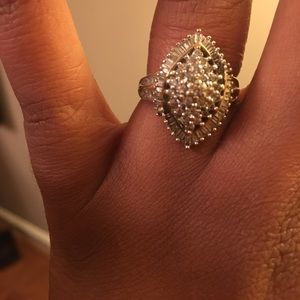 genuine 10kt gold , diamond waterfall ring..1 ctw