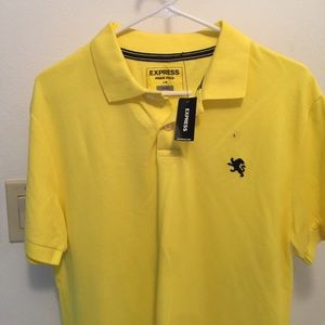 Express Men's Fitted Pique Polo - Yellow