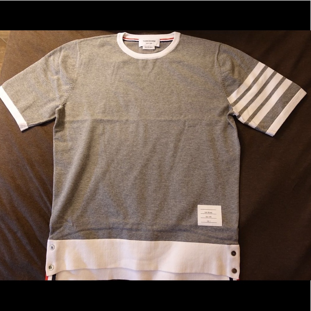 Thom Browne Grey Open Stitch Pullover
