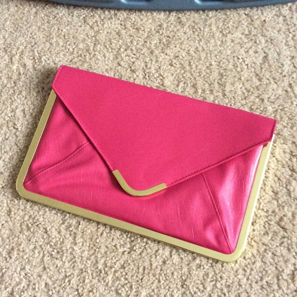 Pink ASOS Envelope Clutch w/Gold Trim