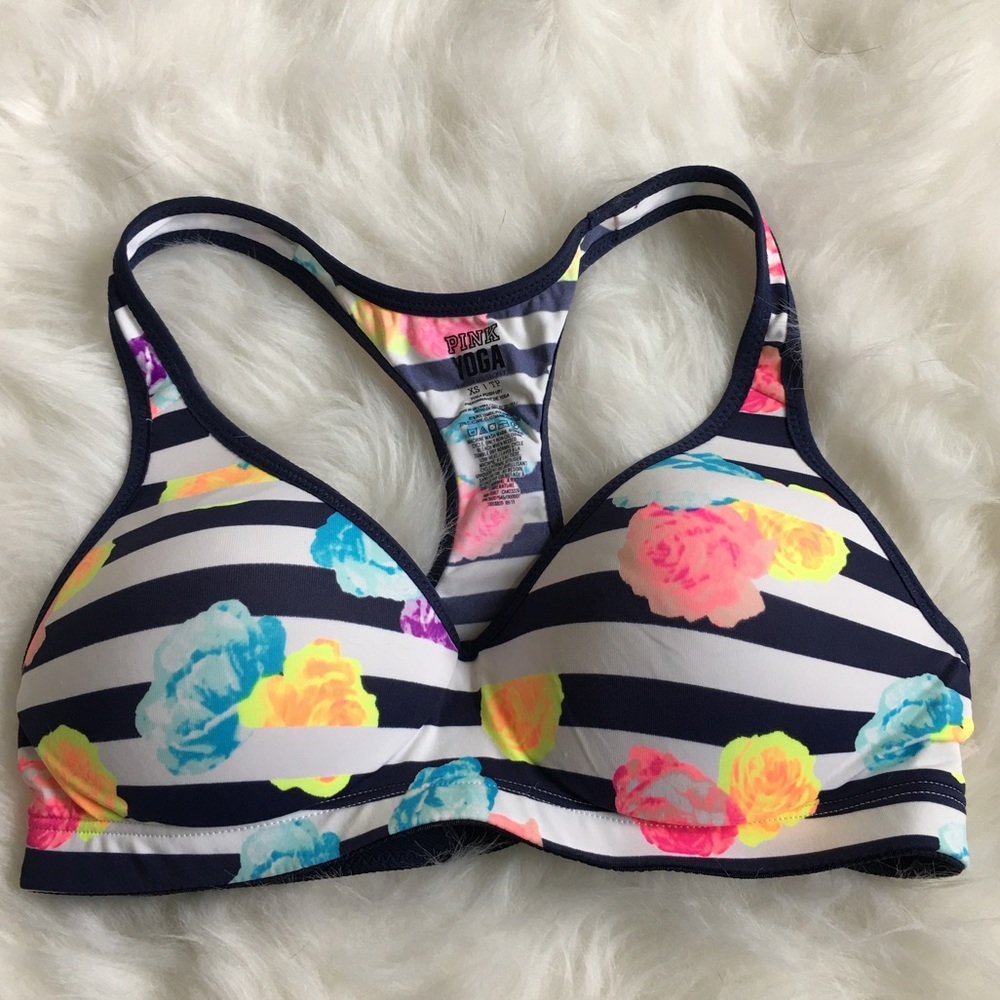 Victoria secret floral and striped sports bra