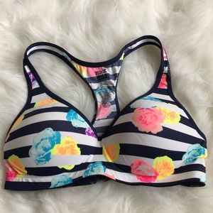Victoria secret floral and striped sports bra