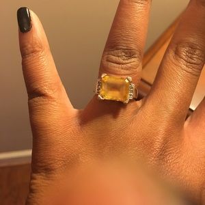 genuine citrine diamond gold ring